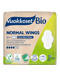 Vuokkoset® Bio 12 Normal Wings terveysside 12kpl