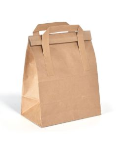 Take away -paperikassi päällitaitoksella ruskea 180x110x265mm 500kpl