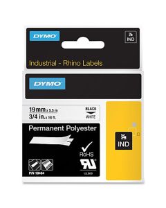 Dymo Rhino 18484 pysyvä polyesteriteippi 19mm/5,5mmusta/valkoinen