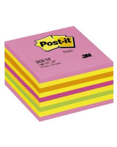 Post-it® 2028NP viestilappukuutio neonpinkki värilajitelma 76x76mm