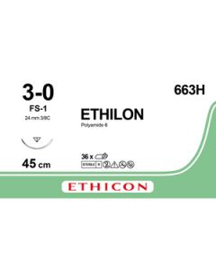 Ethilon sulamaton ommelaine FS-1, 3-0,  45cm, musta 36 kpl