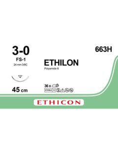 Ethilon sulamaton ommelaine FS-1, 3-0, 45cm, musta 36 kpl