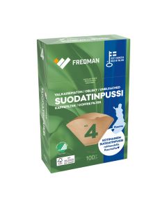 Fredman suodatinpussi 1x4 valkaisematon 1000kpl  (10pkt x 100kpl)