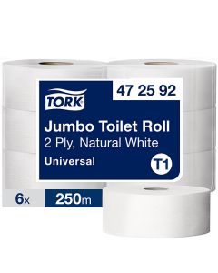 Tork T1 Universal Jumbo wc-paperi 2-krs luonnonvalkoinen 6rll