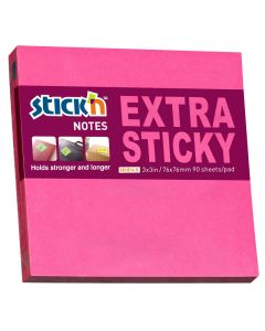 Stick´n Extra Sticky viestilappu pinkki 76x76mm 90kpl