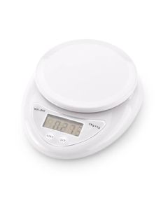 Keittiövaaka 1g - 5kg, mittauspinta Ø 11cm paristo 2 x AAA