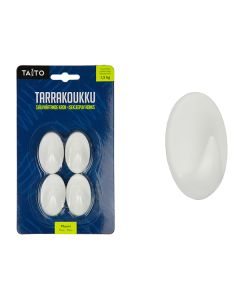 Taito tarrakoukku muovi valkoinen ovaali 4kpl
