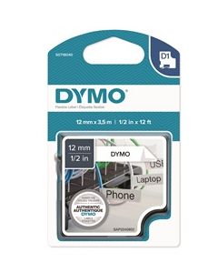 Dymo D1 tarrakasetti Nylon 12mm/3,5m valkoinen/musta
