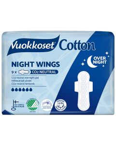 Vuokkoset® Cotton Night Wings terveysside 9kpl