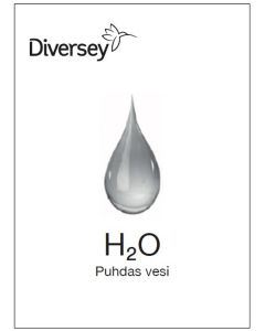 Puhdas vesi H2O käyttöliuostarra / etiketti 1L pulloon (1Q970038) 10 tarraa