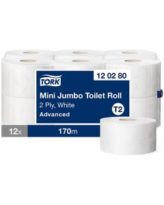Tork T2 Advanced Mini Jumbo wc-paperi 2-krs valkoinen 12rll