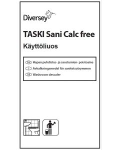 Sani Calc Free käyttöliuostarra / etiketti 1L pulloon (1Q970038) 10 tarraa