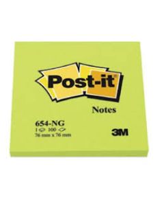 Post-it® 654  viestilappu neonvihreä 76x76mm 1 nide