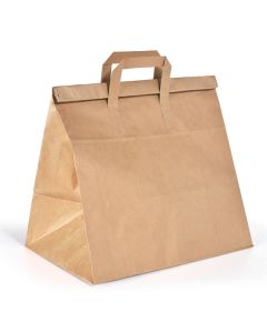 Take away -paperikassi päällitaitoksella ruskea 320x210x340mm 250kpl
