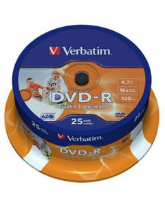 Verbatim DVD-R printable 16x 4,7GB 120min 25kpl spindle