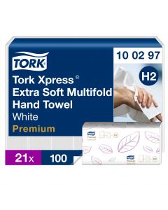 Tork H2 Xpress® Extra Soft Multifold Premium käsipyyhe 2-krs valkoinen 2100ark