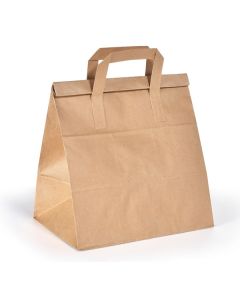 Take away -paperikassi päällitaitoksella ruskea 240x170x290mm 250kpl