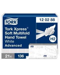 Tork H2 Xpress® Soft Multifold Advanced käsipyyhe 2-krs valkoinen 2856ark