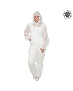 Haalari hupulla non-woven 40 g valkoinen eri kokoja