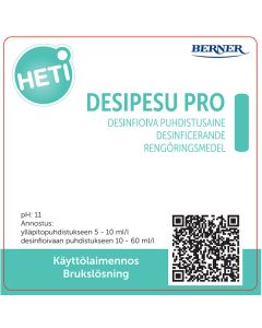 HETI Desipesu Pro etikettitarra käyttöliuospulloon