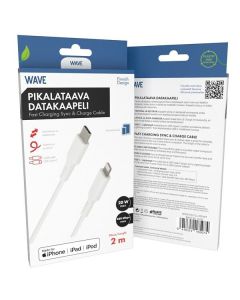 Wave datakaapeli USB-C/ Lightning valkoinen 2m