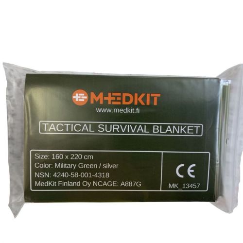 MedKit Tactical Survival Blanket pelastuspeite 160 x 220 cm vihreä Pamark