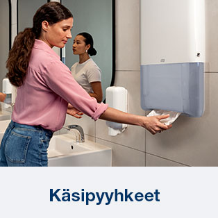 Tork k&auml;sipyyhkeet ja k&auml;sipyyheannostelija ammattik&auml;ytt&ouml;&ouml;n