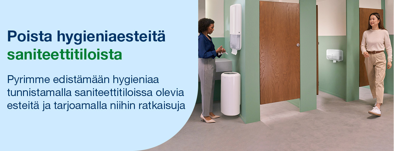 Tork hygieniaratkaisut saniteettitilojen hygieniaesteiden v&auml;hent&auml;miseen